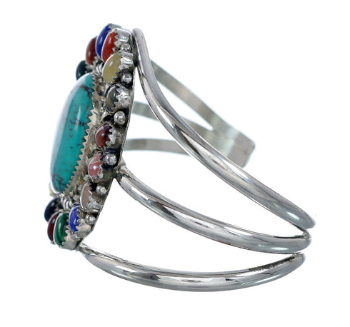 Navajo Native American Sterling Silver Turquoise Treasure Cuff Bracelet NX11784